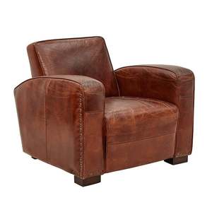 Sillón Chesterfield Tradicional de Cuero Genuino con Respaldo Acolchado Profundo, Brazos Enrollados y Patas de Madera Maciza, Color Marrón para Sala de Estar - Product Image 2