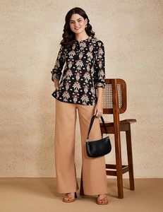 เสื้อคุर्ติผ้าฝ้ายพิมพ์ลายตรงสำหรับผู้หญิง - Product Image 2
