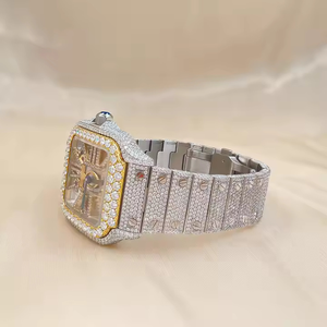 Reloj de Pulsera de Cuarzo de Lujo con Diamantes de Moissanita y Acero Inoxidable de Alta Calidad, 40 mm, Cierre Oculto para Hombre, con Diseño Iced, al Mejor Precio - Product Image 5