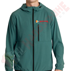 Veste coupe-vent pour homme, vert turquoise, à capuche, avec fermeture éclair, poche zippée sur la poitrine, légère, sportive, décontractée, élégante, vêtements d'extérieur - Product Image 4
