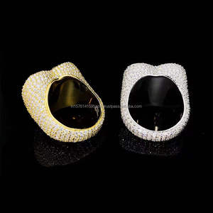 Heart Shape Moissanite <b>Cocktail</b> <b>Ring</b> 22K <b>Gold</b> Plated Pave Setting Luxury Unisex Party Jewelry - Product Image 2