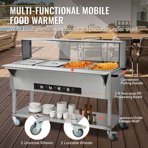 Scaldavivande Commerciale a 4 Vasche 20.6QT, Tavolo Elettrico a Vapore 2000W, Professionale per Buffet e Catering, Controllo Manuale della Temperatura in Acrilico - Product Image 6