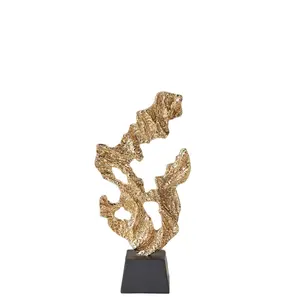 大理石ベースの新しいデザインの金属製卓上彫刻高品質仕上げの金メッキアルミニウムデスクトップ彫刻装飾品