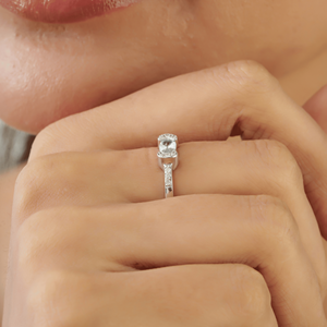 Magnifique bague en argent sterling 925 massif sertie de diamants et d'aquamarine véritable à 100 %, bijoux fins pour femmes - Product Image 4