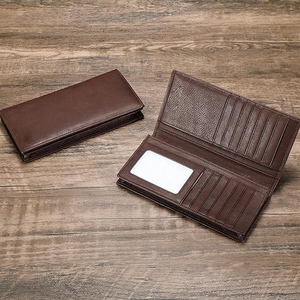 Cartera Larga de Cuero Genuino para Hombre con Protección RFID, Múltiples Ranuras para Tarjetas, Espacio para Billetes y Recibos, Logotipo Personalizado, Cierre Plegable, Forro de Seda, Venta al Por Mayor - Product Image 2