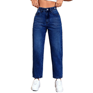 Pantalones de Mezclilla para Mujer, Corte Regular, Cintura Alta, Transpirables, Elásticos, Estilo Lápiz, Lavados, de Verano, Marca Vithas Industry - Product Image 1