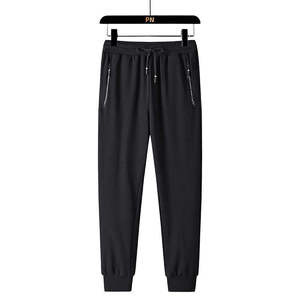 Pantalones Deportivos Negros para Hombre, Cintura Elástica con Cordón, Bolsillos Laterales, Joggers Casuales de Otoño, Pantalones de Punto Transpirables de Peso Medio - Product Image 2