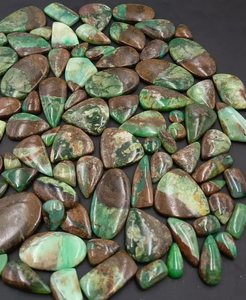 Chrysoprase naturel cabochon taille ovale, en vrac, vert poli, pour la fabrication de bijoux, lot de formes variées - Product Image 2