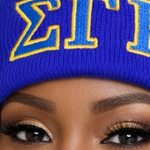 Sigma Gamma Rho Blue Beanie Hat Women ΣΓΡ Embroidery Knit Cap Warm Winter Skull Cap Casual Stylish Fit - Product Image 4