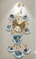 Horloge murale en métal faite à la main, mouvement mécanique analogique, fonctionnement silencieux, design moderne, grande taille, décoration murale pour salon, salle à manger