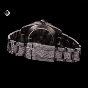 Montre de Luxe pour Homme à Quartz avec Pierres Moissanite, Bracelet en Acier Inoxydable, Fonction Date Romaine, Mouvement ETA, Cadran en Verre, Style Affaires et Tendance - Product Image 4