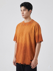 T-shirts pour hommes à épaules tombantes, coupe oversize, délavés à l'acide et effet usé, 100% coton, coupe ample - Product Image 4