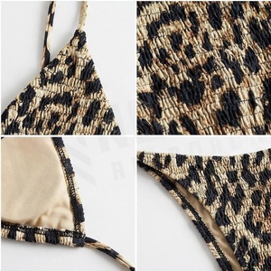 Ensemble bikini deux pièces imprimé léopard avec bas de maillot à nouer sur le côté et bretelles réglables, maillot de bain pour femme - Product Image 4