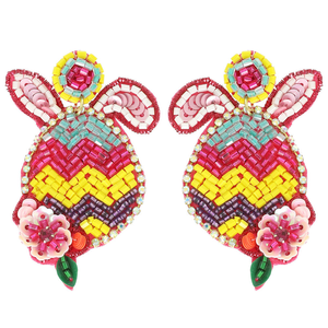 Boucles d'oreilles de festival haut de gamme pour femmes, fabriquées avec des perles 100 % verre, ornées de motifs multicolores brodés à la main, pour toutes les tenues - Product Image 1