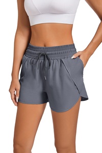 Shorts de sport d'été taille mi-haute pour femme en polyester avec cordon de serrage, élastiques, respirants, anti-transpiration, motif tendance, poches, style sportif - En promotion - Product Image 6