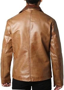 Chaqueta Casual Impermeable de Piel de Oveja para Hombre, Talla Grande, Cuello Alto, Cierre de Cremallera, Corte Regular, Ropa de Invierno con Forro Polar - Product Image 3