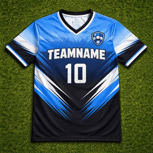 Camiseta de Fútbol Personalizada para Clubes y Equipos, Secado Rápido, Transpirable, Tela 100% Poliéster, Nombre y Número del Jugador Sublimados - Product Image 4