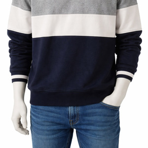 เสื้อสเวตเชิ้ตคอกลมแบบมีโลโก้สั่งทำพิเศษ ผ้าฟลีซขายส่ง สีตัดกันสามเฉดสี สำหรับผู้ชาย - Product Image 4