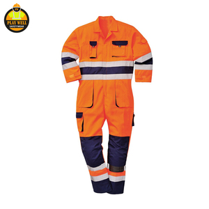 Combinaison de travail de sécurité en coton 100% personnalisée pour atelier, manches longues, haute visibilité, réfléchissante, pour hommes - Product Image 4