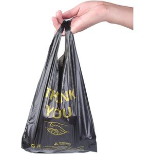 150 Sacchetti Piccoli in Plastica per T-Shirt, Borse Shopping Monouso Resistenti con Manico per Negozi di Piccole Imprese, Stampa 'Grazie' - Product Image 2