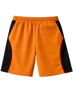 Shorts de sport pour hommes, orange et noir, avec empiècements contrastés, en polyester et coton, avec cordon de serrage, taille élastique, pour la gym, l'entraînement, décontractés, été - Product Image 2