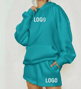 Women's <b>White</b> <b>2</b>-<b>Piece</b> Hooded Sweatshirt <b>Set</b> Loose Fit Fleece Casual All Seasons Solid Color Pocket Design - Product Image 6