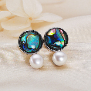 ต่างหูมุกน้ำจืดแท้สำหรับผู้หญิง จูจี้ ประดับมุกอะบาโลนธรรมชาติ ชุบทองแดงเคลือบทองหลากสี ทันสมัย - Product Image 2