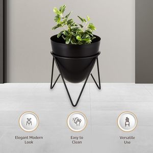 Jardinières en métal avec support pour la décoration du salon et de la chambre |   Meilleur cadeau décoratif (Noir et Or) - Product Image 3