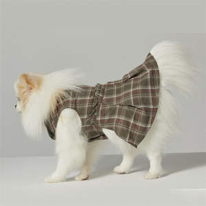 ODM Taiwan Designer Cotton Retro Plaid Button-up Couple <b>Dog</b> Dress - Product Image 2