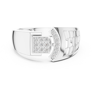 Men's Zircon Ring Silver Wedding Band <b>Square</b> Cluster Inlay Prong <b>Set</b> Party Jewelry - Product Image 1