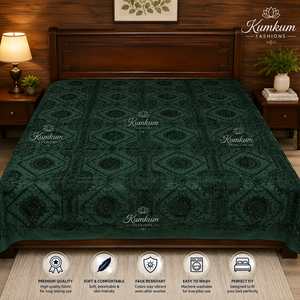 Premium Indian Handmade 100% Cotton Solid Mirror Work <b>Bedspread</b> 300tc Washable Home Decor Bedding Gift - Product Image 3