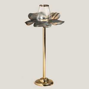 Portavelas Floral Shine On con Soporte de Vidrio para Decoración del Hogar, Diseño Metálico Resistente al Calor - Product Image 3