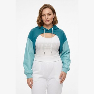 Sudadera con capucha personalizada de 300 g/m² de algodón y elastano, estilo bolero, corta para mujer, para marcas Y2K, con construcción de manga ajustada - Product Image 4