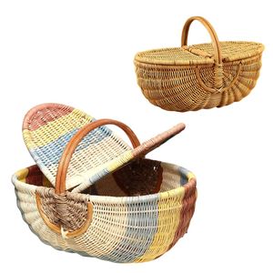 Vintage Handcrafted Eco-Friendly Rattan Storage <b>Basket</b>-Multi-Purpose for Kitchen & Living Room Organization - Product Image 1