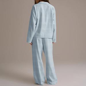 Pijamas de Lino y Algodón para Mujer, Camisa con Botones y Pantalones a Rayas, Conjunto de Pijamas de Dos Piezas, Ropa de Dormir para Mujer - Product Image 5