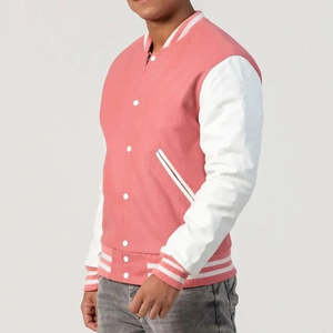 Chaqueta Varsity para Hombre con Mangas de Lana, Cierre de Cremallera, Corte Regular, Casual, Primavera, Resistente al Viento, Transpirable, Impermeable, Cuello Camisero - Product Image 4