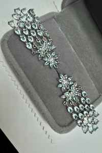 Pendientes de aguamarina con diseño floral, piedras preciosas naturales, pendientes colgantes de plata de ley, joyería de lujo para mujer - Product Image 4