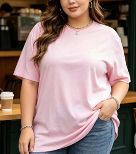 Camiseta de Verano Personalizada para Mujer, Talla Grande, Algodón y Elastano, Corte Holgado, Color Sólido, Manga Corta, Logotipo Personalizado, Directo de Fábrica, Exportación BD, OEM - Product Image 2