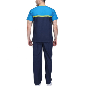 Conjunto de Uniforme Médico para Hombre, Cuello en V, Azul Verde, Manga Corta, Pantalones, Uniforme de Hospital, Material Tejido de Algodón y Poliéster - Product Image 6