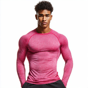 Camiseta Deportiva de Compresión Muscle Fit para Hombre, Manga Larga, 100% Poliéster, Secado Rápido, Camiseta Deportiva Ajustada para Gimnasio - Product Image 1
