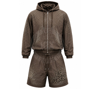 Ensemble coupe-vent performance : veste à capuche respirante et short assorti – Style décontracté et actif pour le quotidien - Product Image 3