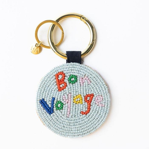 Seed Bead Embroidery <b>Keychain</b> Handmade Preppy Style Gold Metal Clasp Bag Charm <b>Personal</b> Gift - Product Image 4
