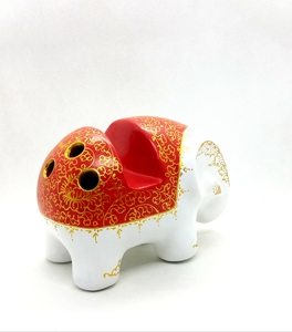 Soporte para teléfono con forma de elefante de papel maché, hecho con papel reciclado y materiales ecológicos, hecho a mano por artesanos tailandeses con experiencia. - Product Image 4