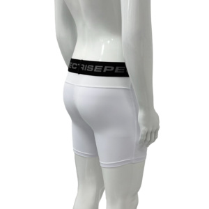 Short de compression blanc pour homme, taille mi-haute, respirant, en tricot de spandex et nylon, idéal pour l'entraînement décontracté - Product Image 3