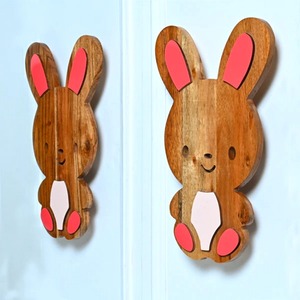 Tirador de Puerta de Madera de Acacia Hecho a Mano, Diseño Moderno de Conejo para Habitación Infantil, Tirador de Cajón Decorativo de Estilo Rústico, Fácil Instalación - Product Image 2