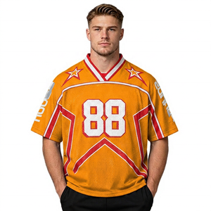 Maillot de sport à manches courtes pour homme, bleu, rouge, blanc, numéro 88, col en V, avec motif géométrique étoiles, respirant, coupe régulière - Product Image 3