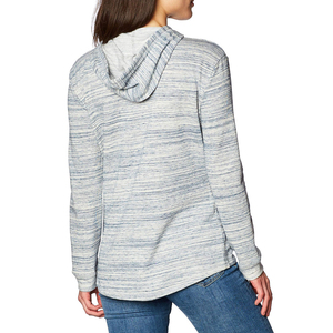 Women's Striped Hooded Zip-Up Sweatshirt Cotton <b>Blend</b> Knitted Breathable Front Logo Autumn Wear Regular Fit - Product Image 6
