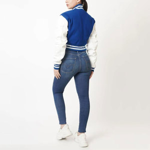 Custom <b>Women</b>’s Fashion Cropped Letterman Varsity <b>Jacket</b> Long Sleeve Turn-down Collar Button Closure Winter Crop Varsity <b>Jacket</b> - Product Image 2
