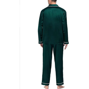 <b>Men</b> Silk Satin <b>Pajamas</b> Long Sleeve Solid Color Classical Style Autumn Sleepwear with Pockets Machine Washable - Product Image 4