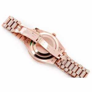 Luxury Business Iced Out Moissanite Watch Rose Gold Green Dial for <b>Automatic</b> Mechanical Diamond Butterfly Clasp - Product Image 6